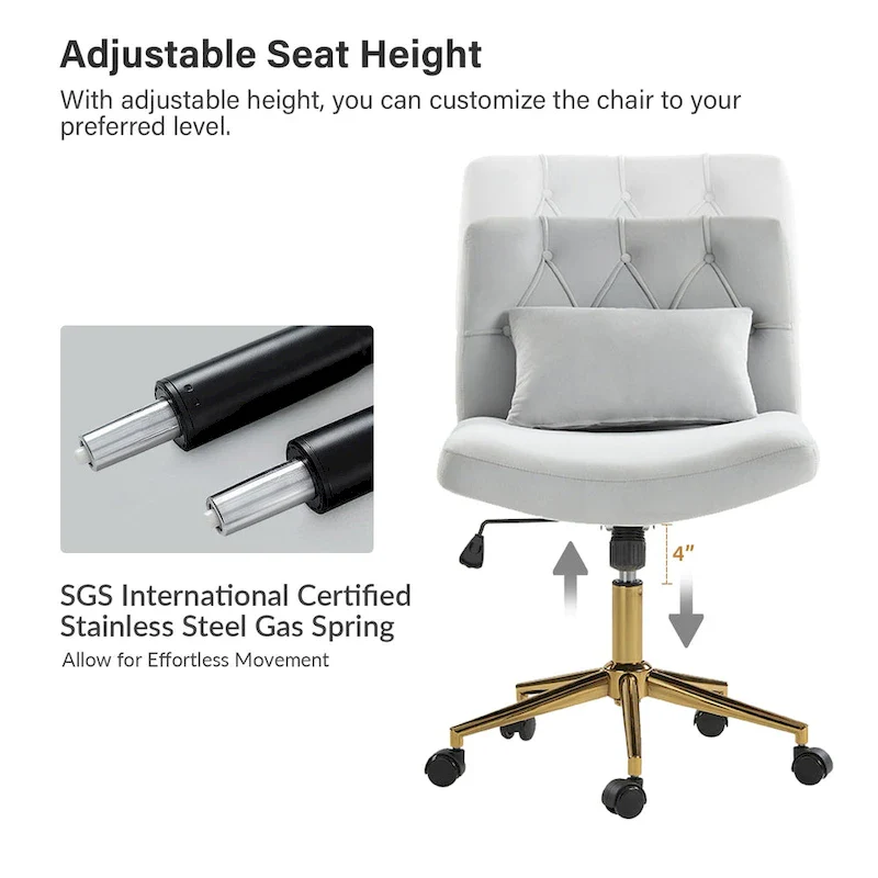 Ollie Modern Flannel Swivel Tilting Office Chair with Pillow by HULALA HOME