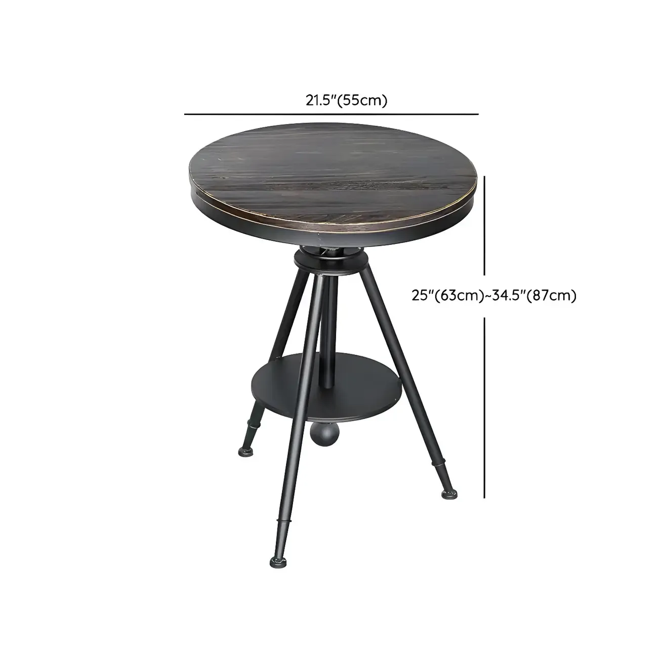 Industrial Adjustable Height Small Bar Table Wood Table Top