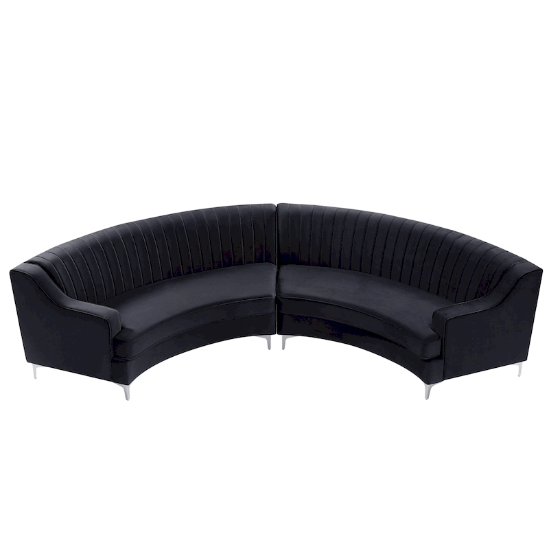 Tufted Velvet Sofa Curved Couch with Pillows