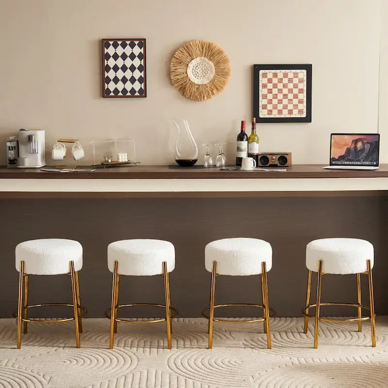 Beige+Gold Modern 20 Barstools (Set of 2)