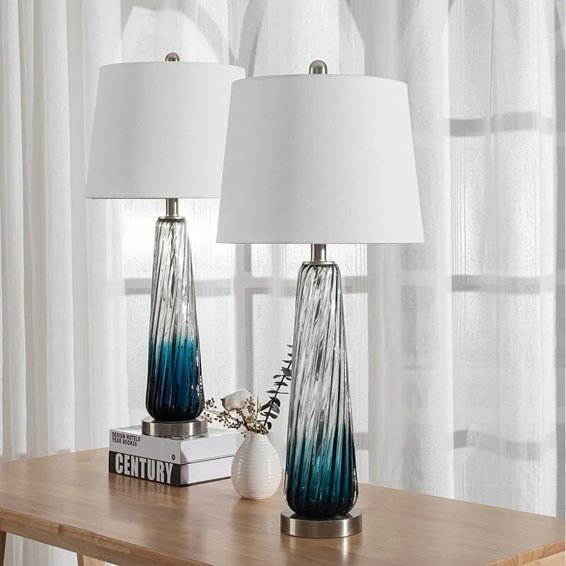 Maxax 28.75 Gradient Blue Bedside Table Lamp Set (Set of 2)