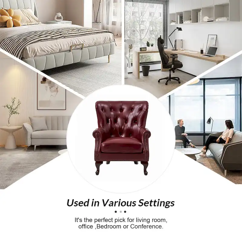 Gerhard Genuine Leather Armchair with Nailhead Trims and Removable Cushion Set of 2 by HULALA HOME