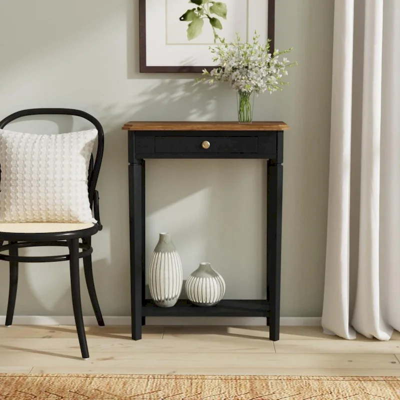 Marnie Two-tone 1-drawer Solid Wood Console Accent Table with Shelf by