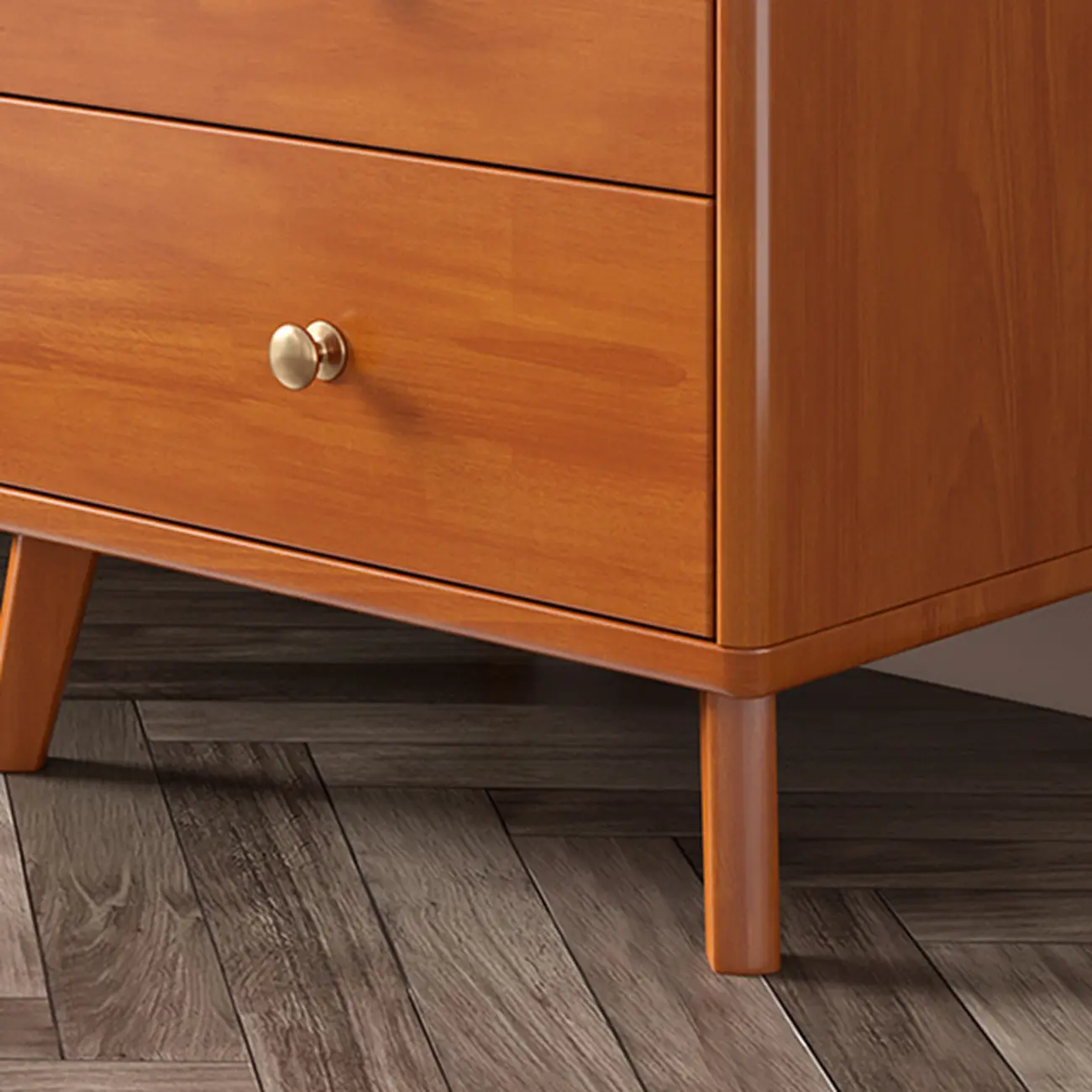 Square Solid Wood 2-Drawer Nightstand with Legs