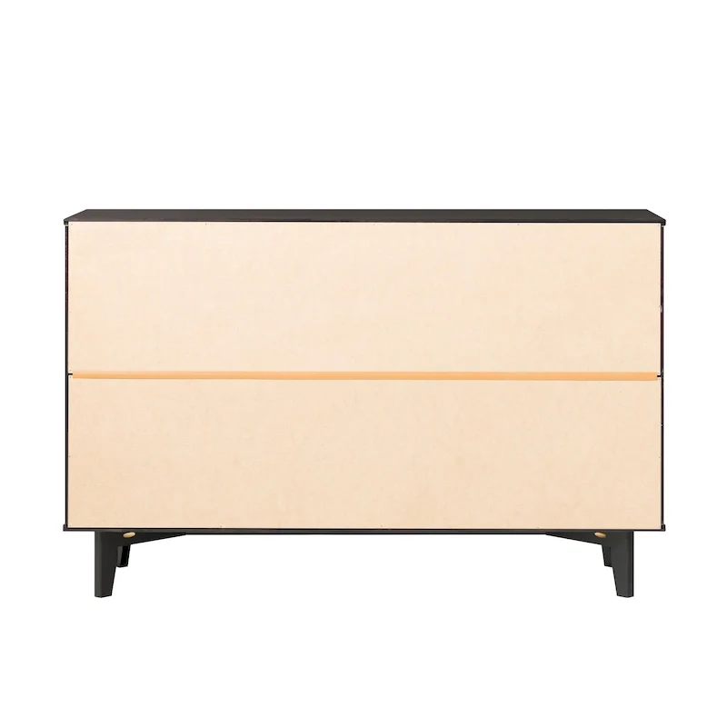 Mid-Century Modern Solid Pine 6-Drawer Dresser with Cut-Out Handles, 52
