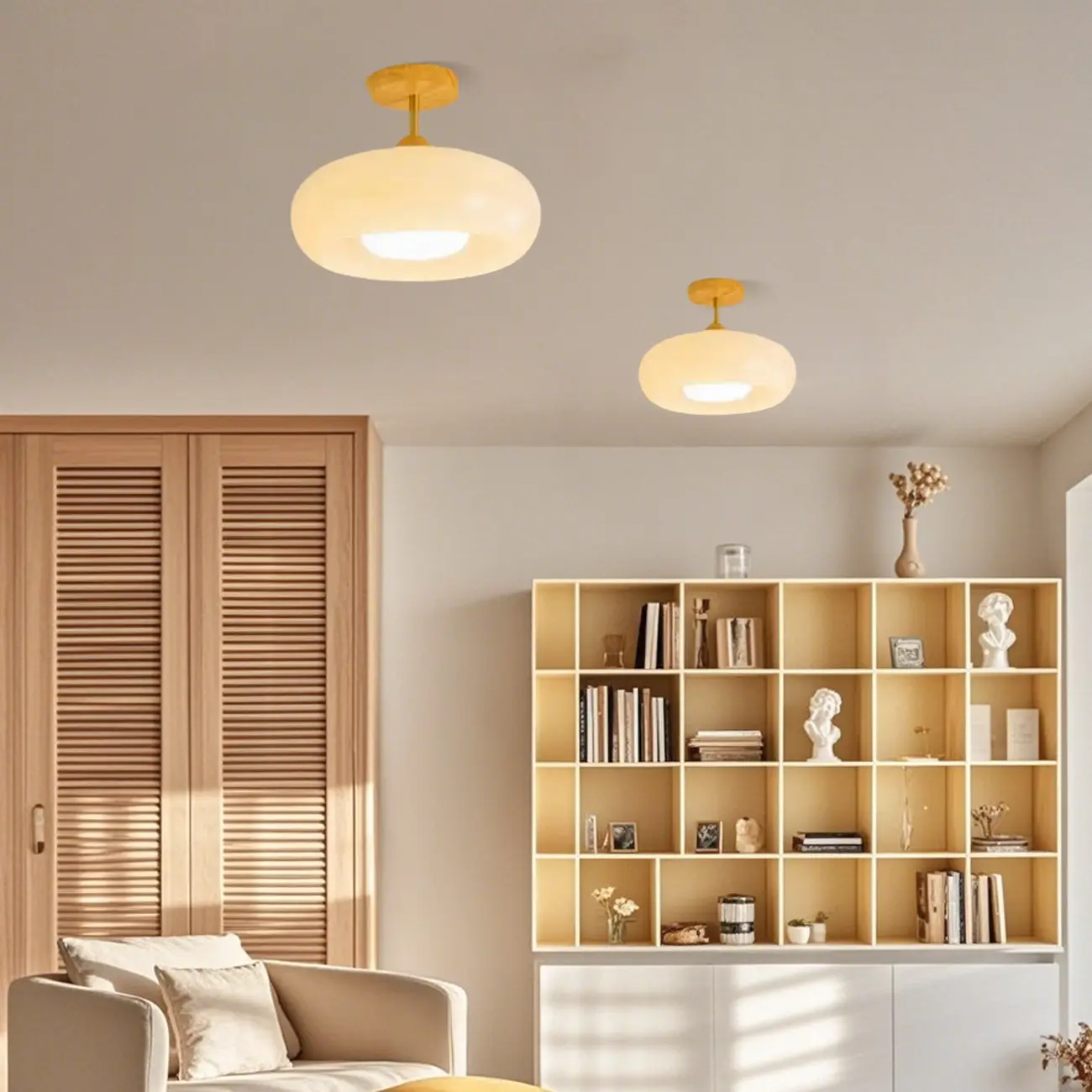 Modern Mini Semi Flush Mount Ceiling Light with Drum Shape