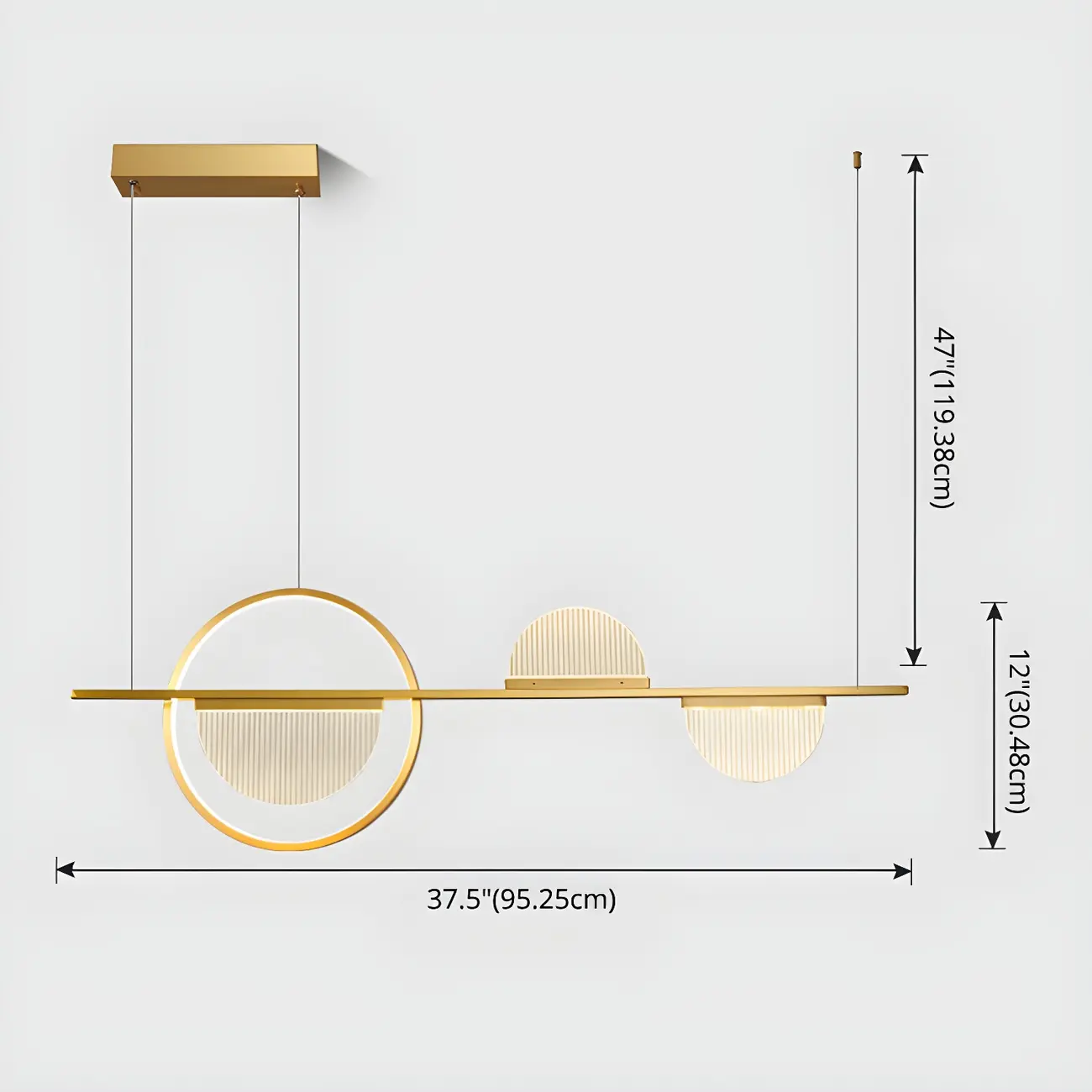 Modern Brass Semicircle Island Pendant Light