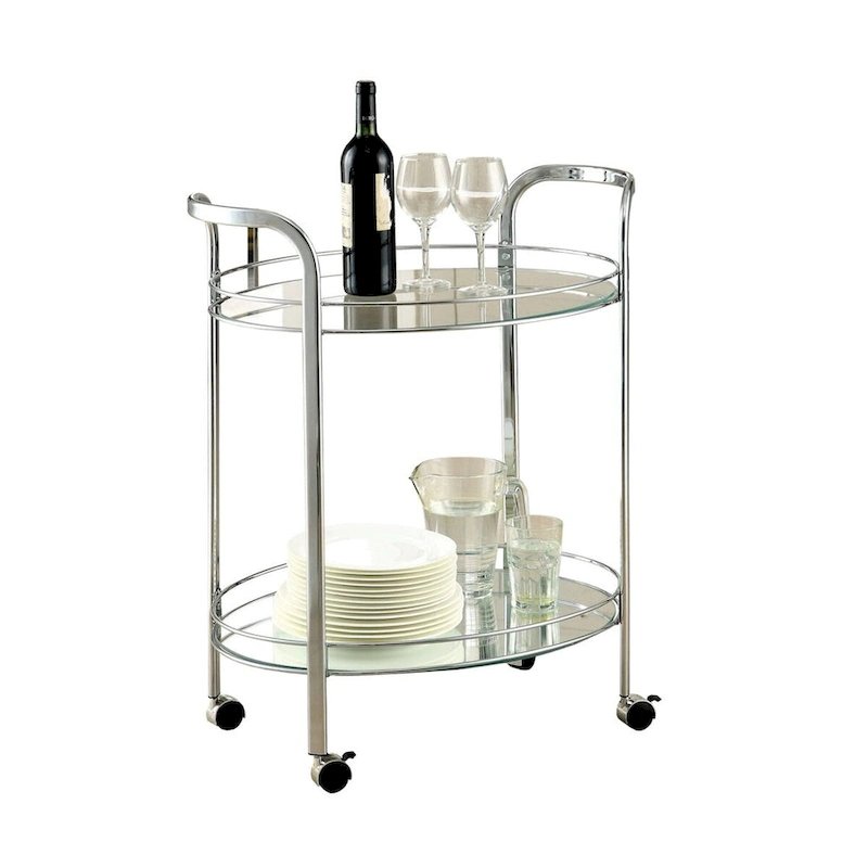 Loule Contemporary Serving Cart In Chrome Finish - 31 H x 26 W x 18 L Inches