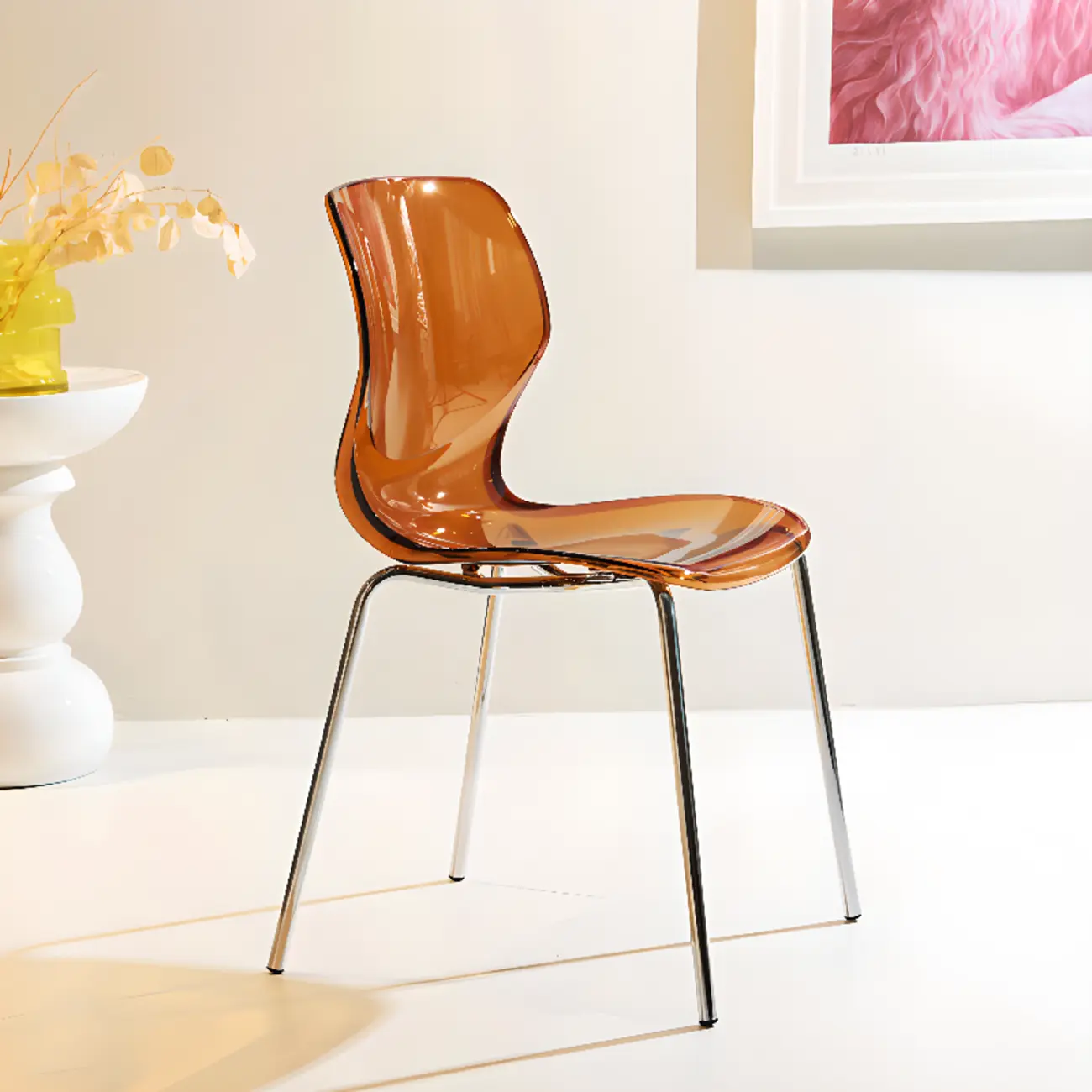 Modern Wingback Plastic Acrylic Dining Chair