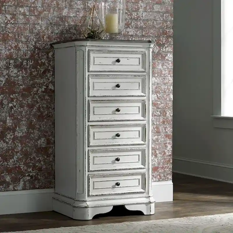 Magnolia Manor Antique White Weathered Bark Lingerie Chest