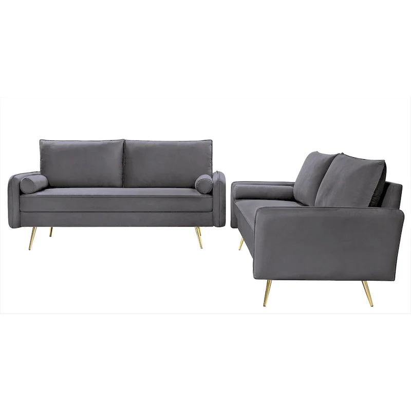 Villeda Velvet Mid-century modern 2PCS living room set
