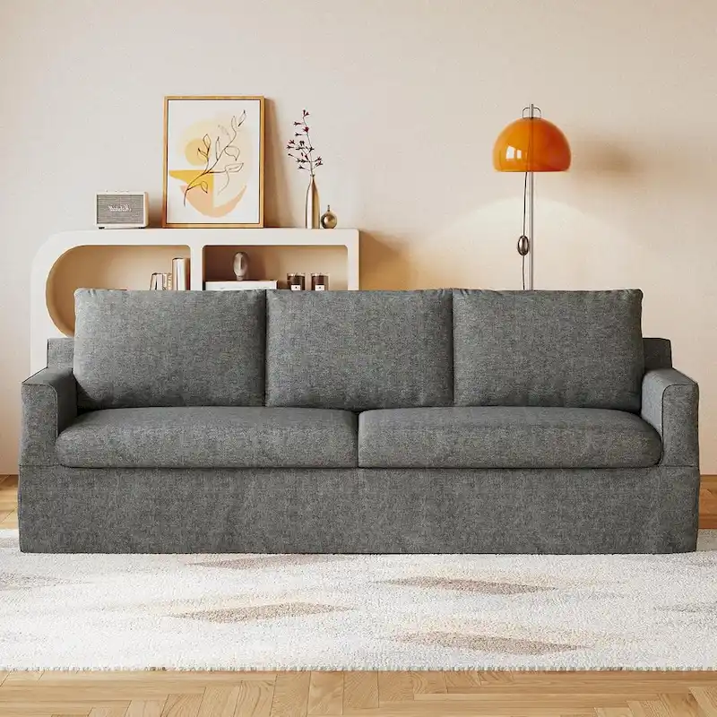 93 Modern 3-Seater Sofa Couch with Deep Seats and Removable Slipcover