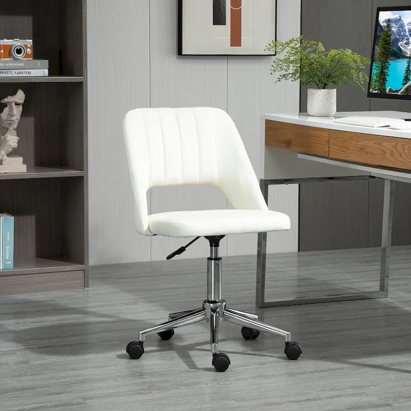 Vinsetto Modern Mid Back Office Chair with Velvet Fabric, Swivel Computer Armless Desk Chair