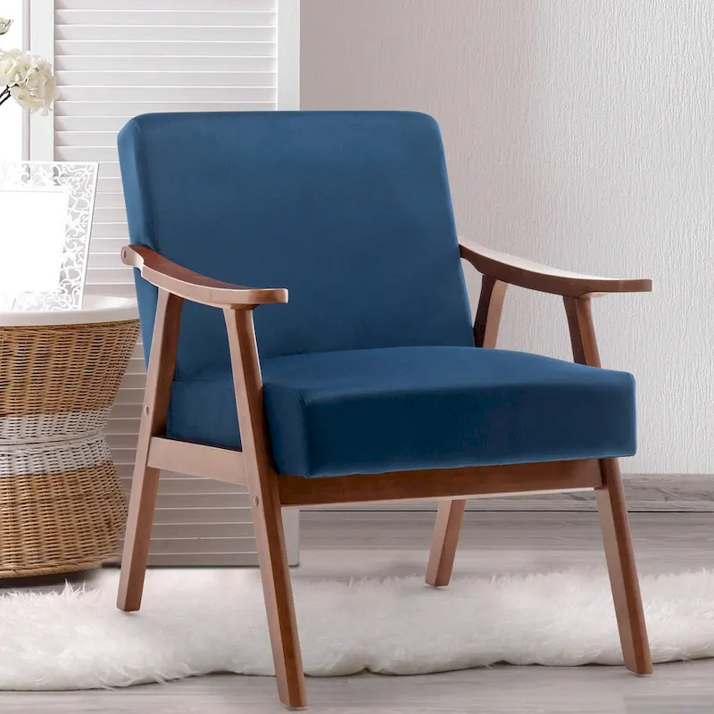 Mid-Century Modern Chair with Solid Wood Frame