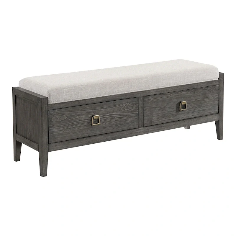 58-inch Wide Bedroom Storage Bench - Brushed Brindle Finish