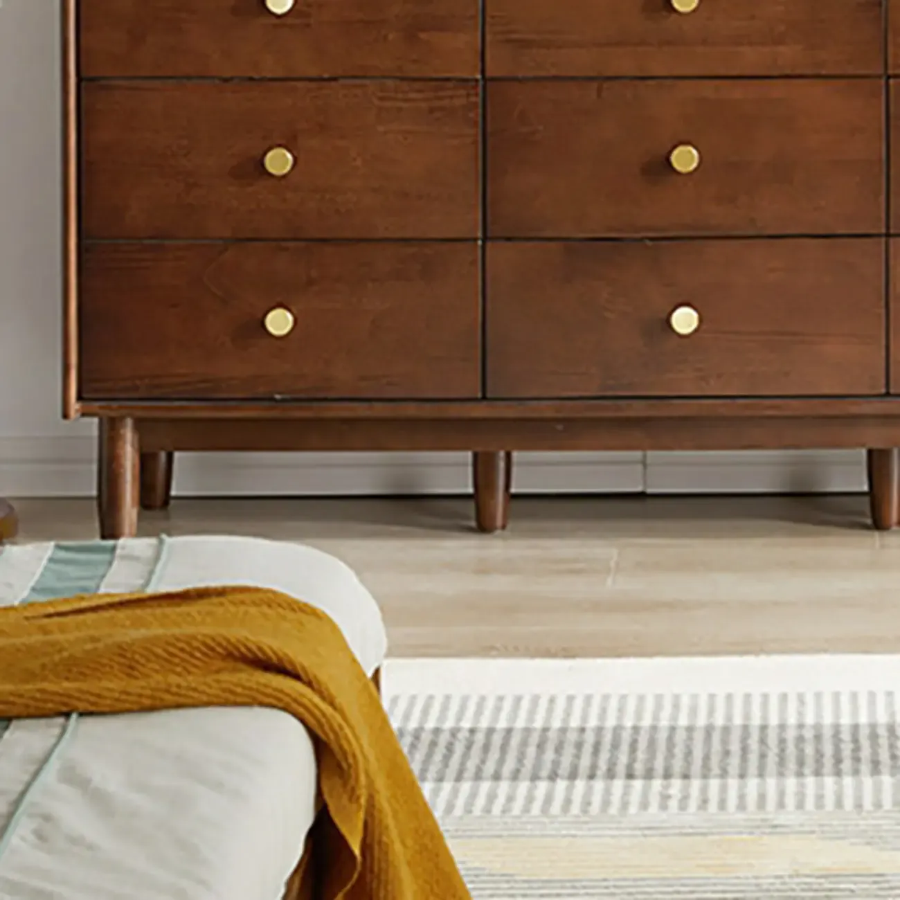 Traditional Brown Wooden Dresser with 6-Soft Closing Drawers