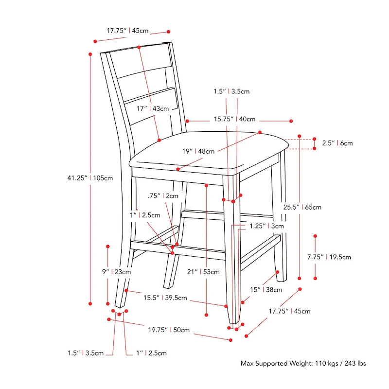 Set of 2 Tuscany Upholstered Counter Height Dining Chair