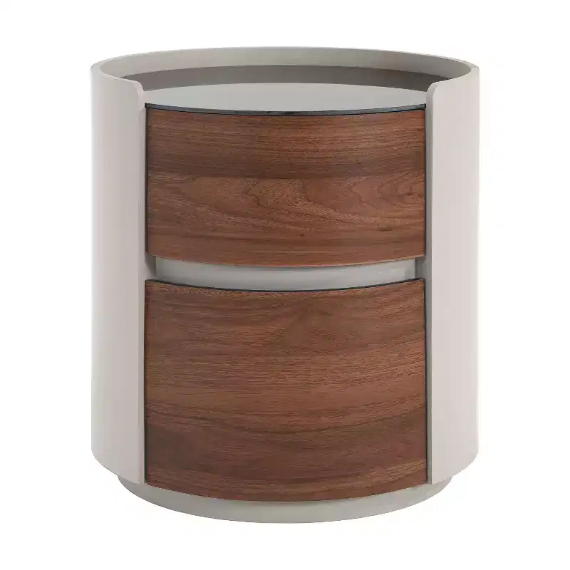 Christopher Knight Home Ariday Modern Round Side Table with Tempered Glass Top and Two Drawers