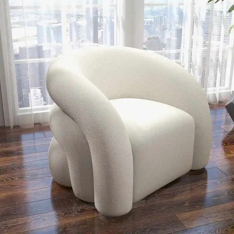 SEYNAR Modern Glam 360 Degree Swivel Teddy Upholstered Accent Armchair with Tufted Back