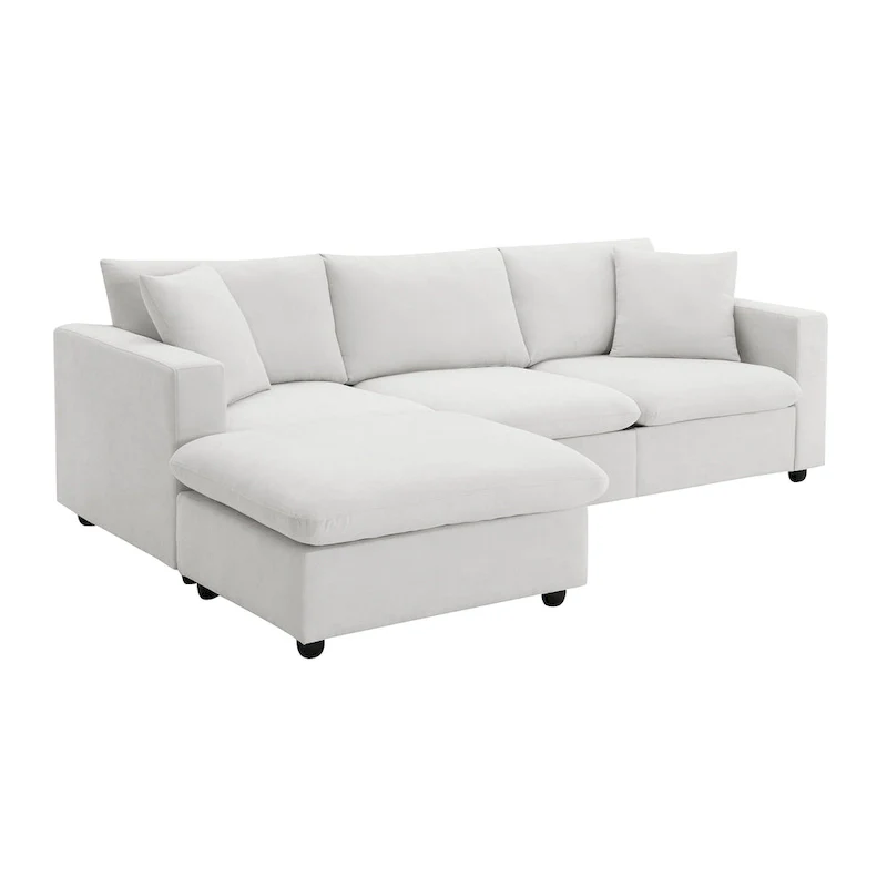 101  L-Shaped Cloud Sectional Sofa with Ottoman & Pocket Springs