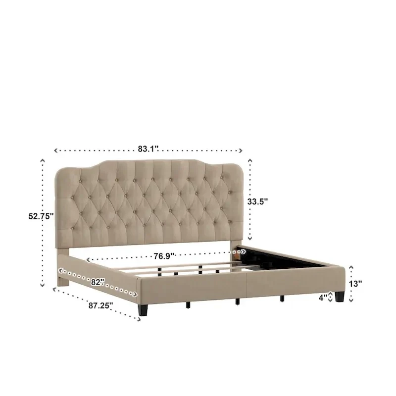 Ginny Adjustable Diamond-tufted Camel Back Bed by