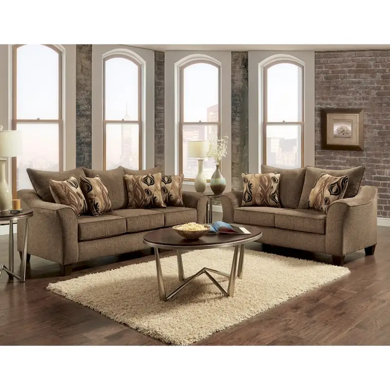 Roundhill Furniture Camero Fabric Pillowback Loveseat