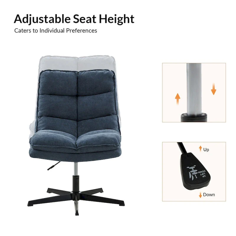 Beige / Mustard / Navy Armless Tufted 360° Swivel Office Chair, Single