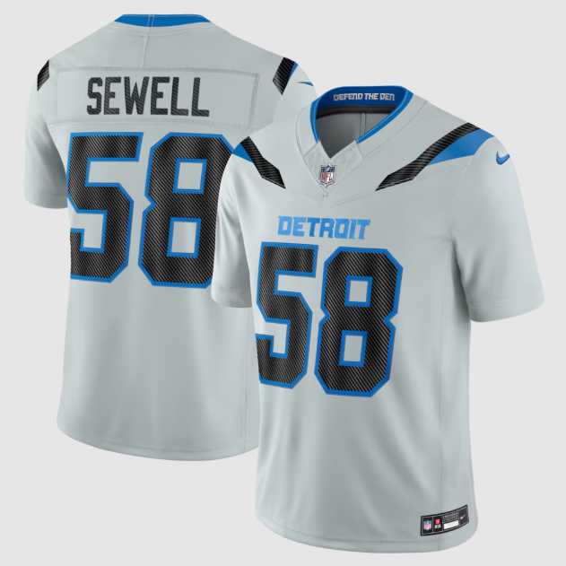 Detroit Lions Penei Sewell Silver 2026 Rivalries Collection Stitched Limited Jersey