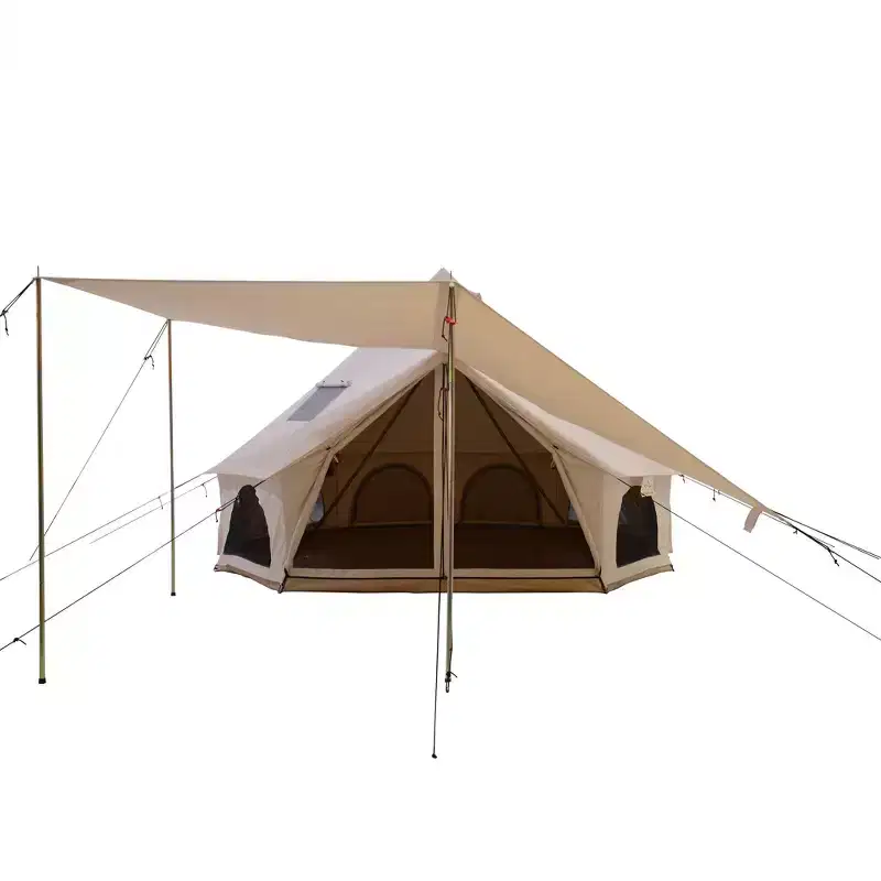 WHITE DUCK Regatta Heavy-Duty 100% Cotton Canvas Awning Sun Shelter with Steel Poles Camping Shade Weather Protection