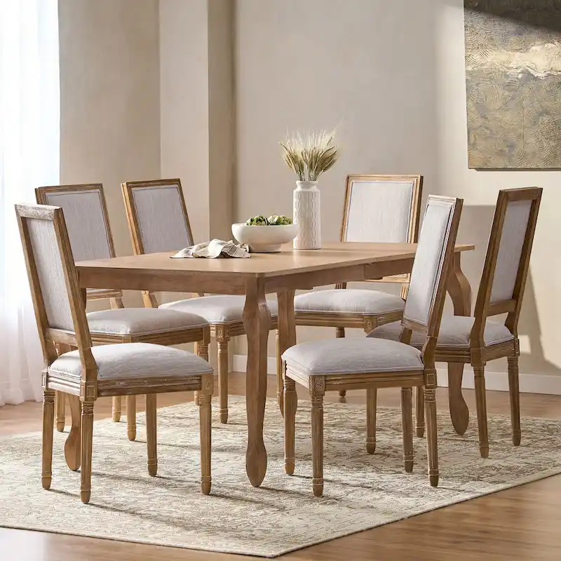 Regan Upholstered Expandable 7 Piece Dining Set by Christopher Knight Home