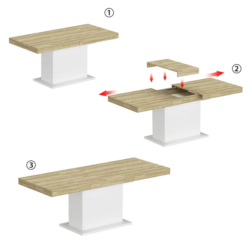 Large Dining Table - Wood Grain Finish, Seats 6-8 (Black/White)