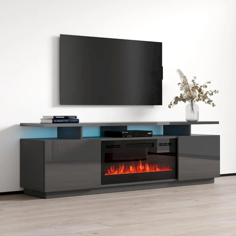 Meble Furniture Eva Modern TV Stand with Electric Fireplace