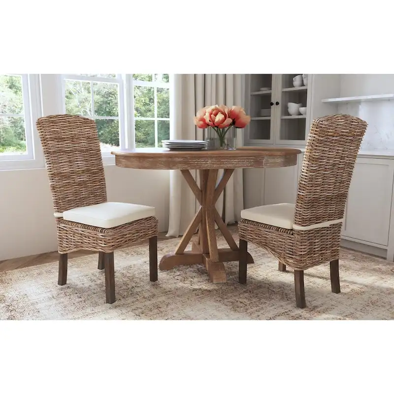 Natural Rattan Cushioned Dining Chair