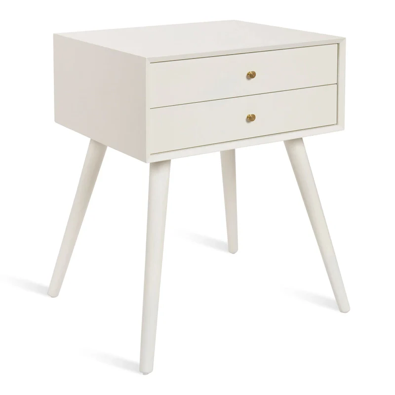 Finco Nightstand Side Table with 2 Drawers