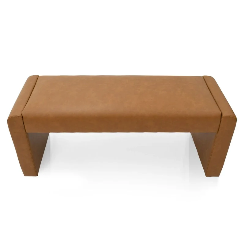 Modern Faux Leather 47 Waterfall Bench