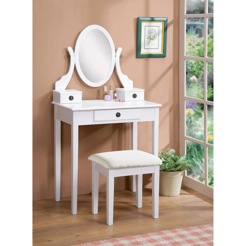 Moniys Wood Moniya Makeup Vanity Table and Stool Set