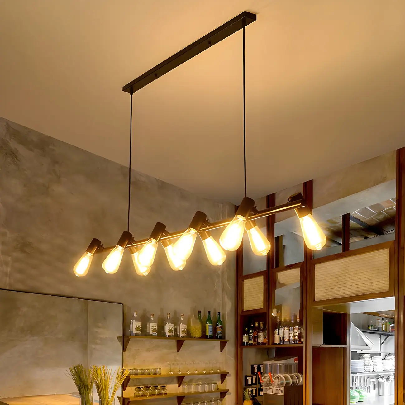 Industrial Black Multi-Light Cluster Pendant Light
