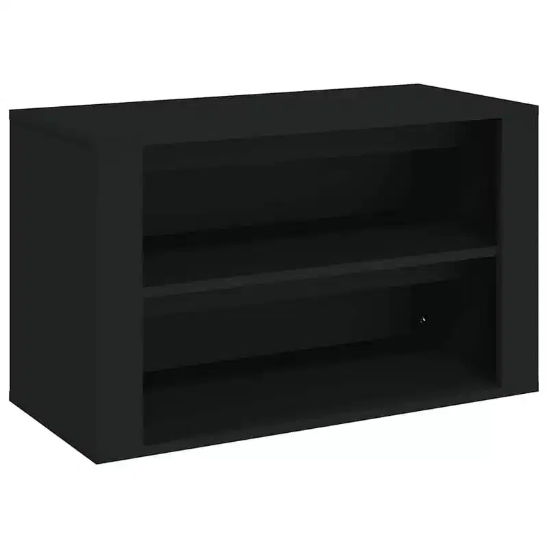 vidaXL Shoe Rack Black Engineered Wood 29.5x13.8x17.7 in Shoe Rack