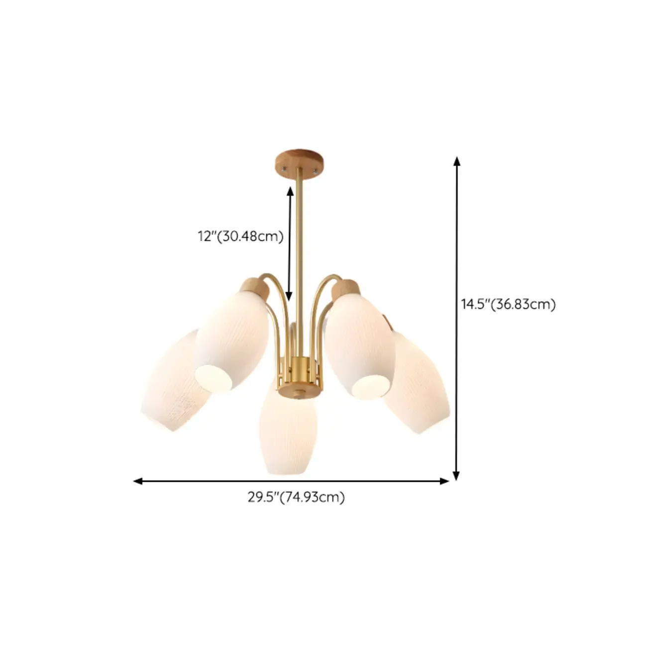 Modern Adjustable White Chandelier with Glass Shades