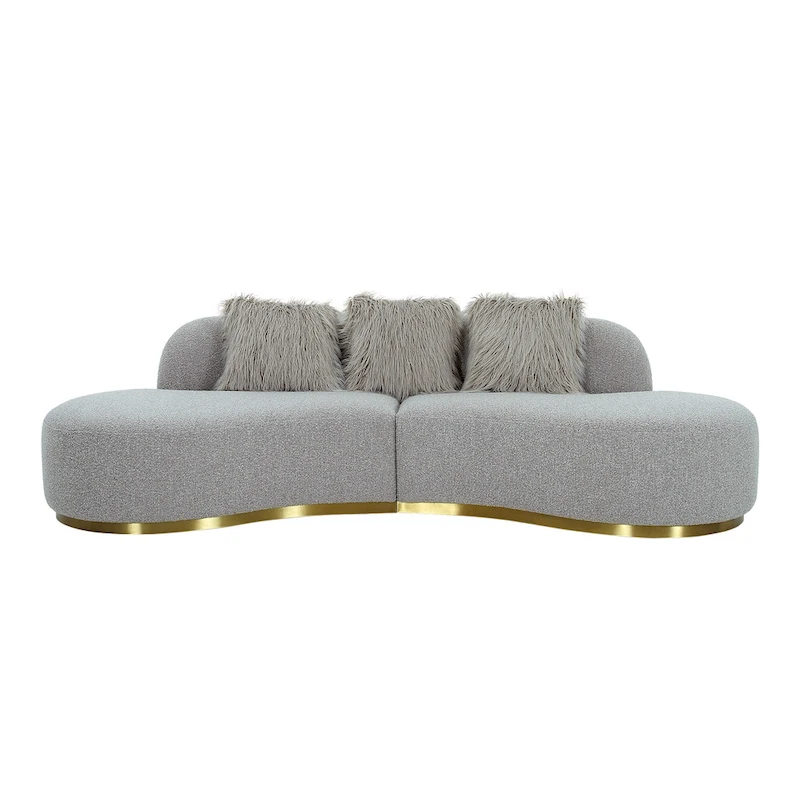 Pasargad Home Simona Curved Sofa with 3 Pillow Included