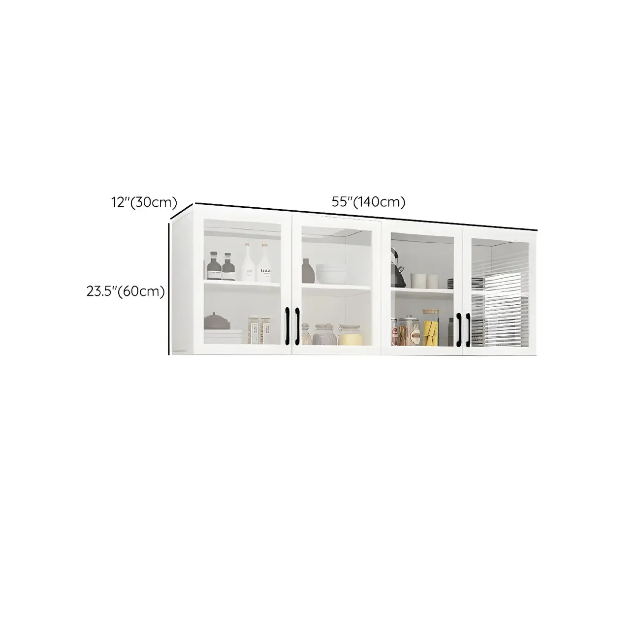 White Rectangular Wall-Mounted Wood China Cabinet