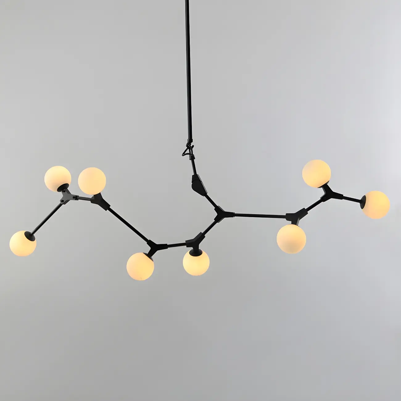Modern Black Branch Globe 8-Light Island Chandelier