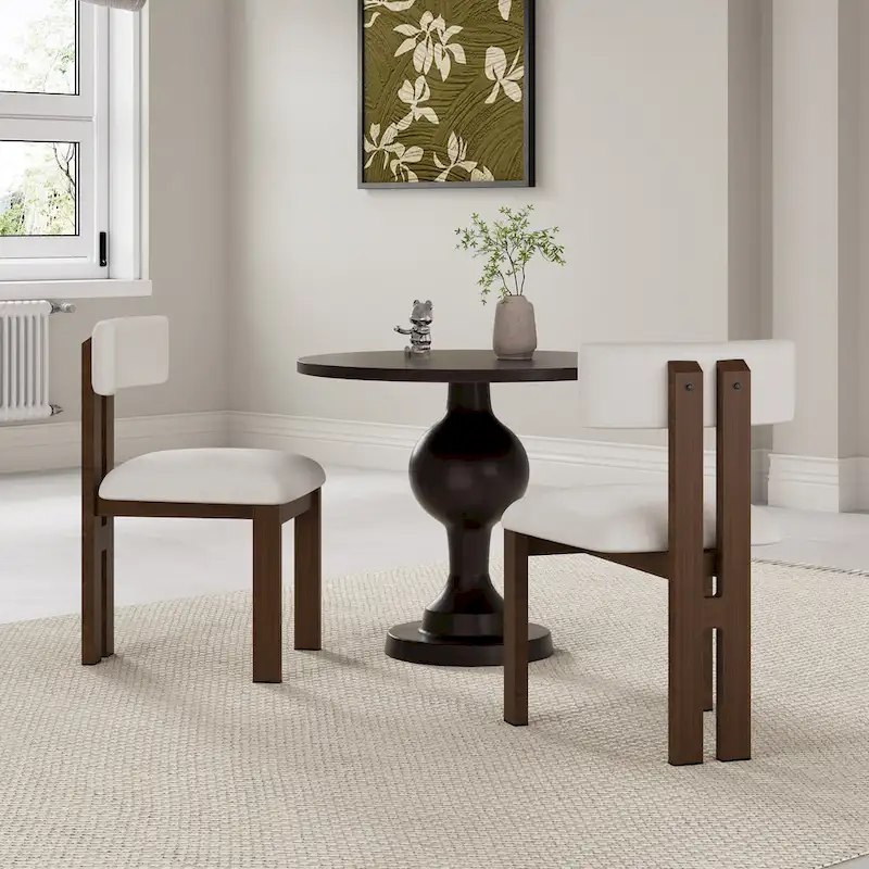 Upholstered Dining Chairs, Iron Frame, Set of 2