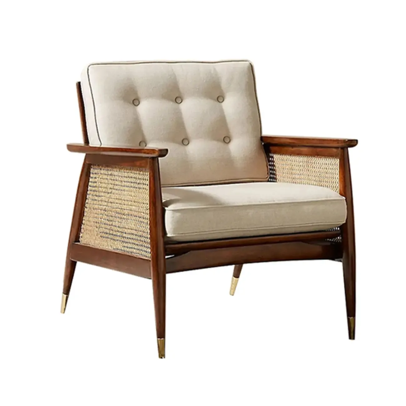 Glam Flannel High Back White Arm Accent Chair