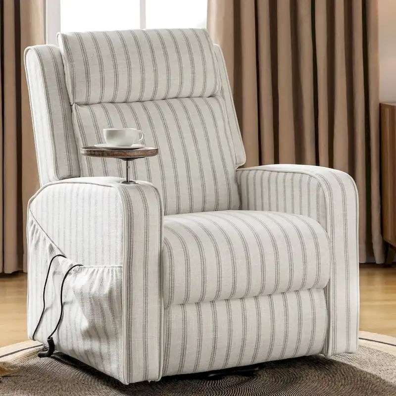 Darrell Modern Lift Assist Massage and Heating Power Recliner with Charing and Soild Wood Tray by