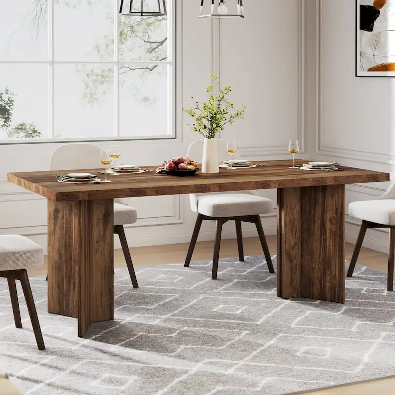 Farmhouse Wood Rectangular Dining Table