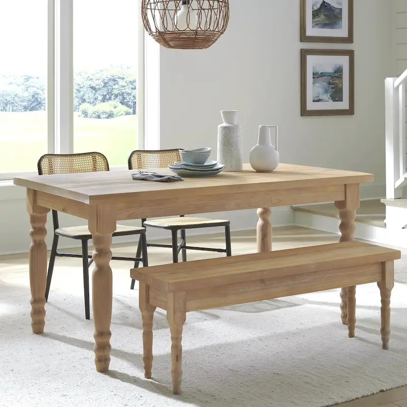 63-inch Solid Wood Dining Table, Seats 6