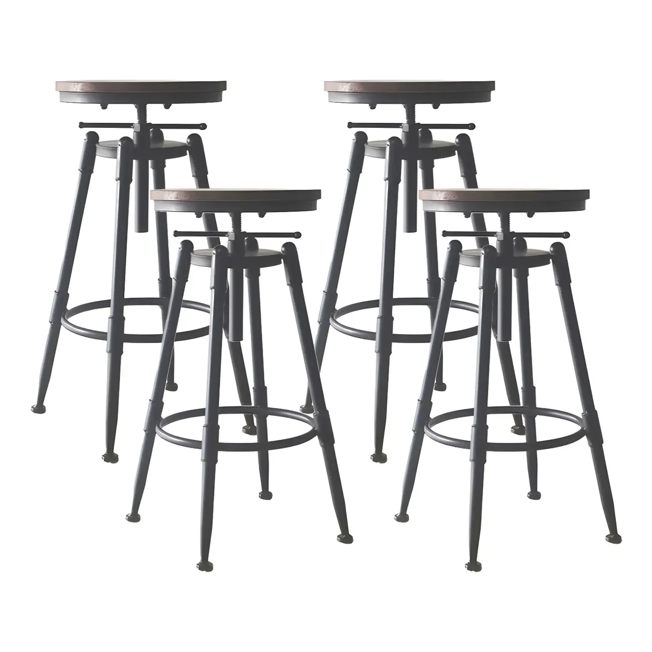 Industrial Metal Leather Swivel Bar Stools with Back