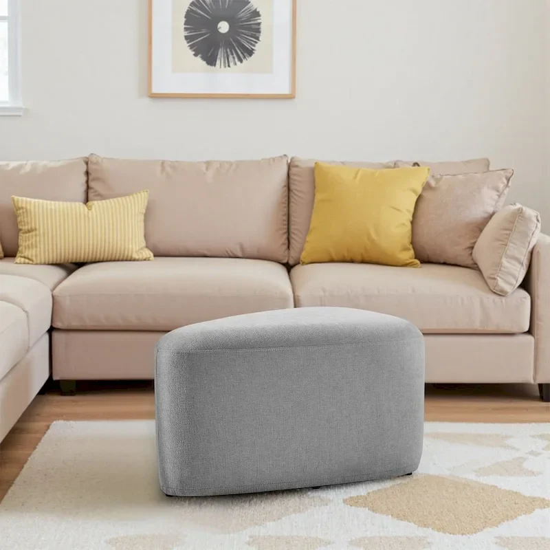 Triangular Chenille Fabric Pouf Ottoman