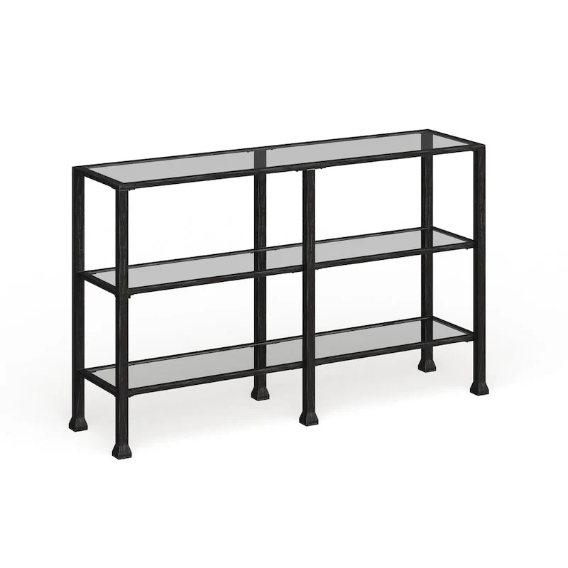 SEI Furniture Esther 3-tier Black Metal and Glass Console Table